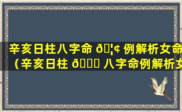 辛亥日柱八字命 🦢 例解析女命（辛亥日柱 🐒 八字命例解析女命婚姻）